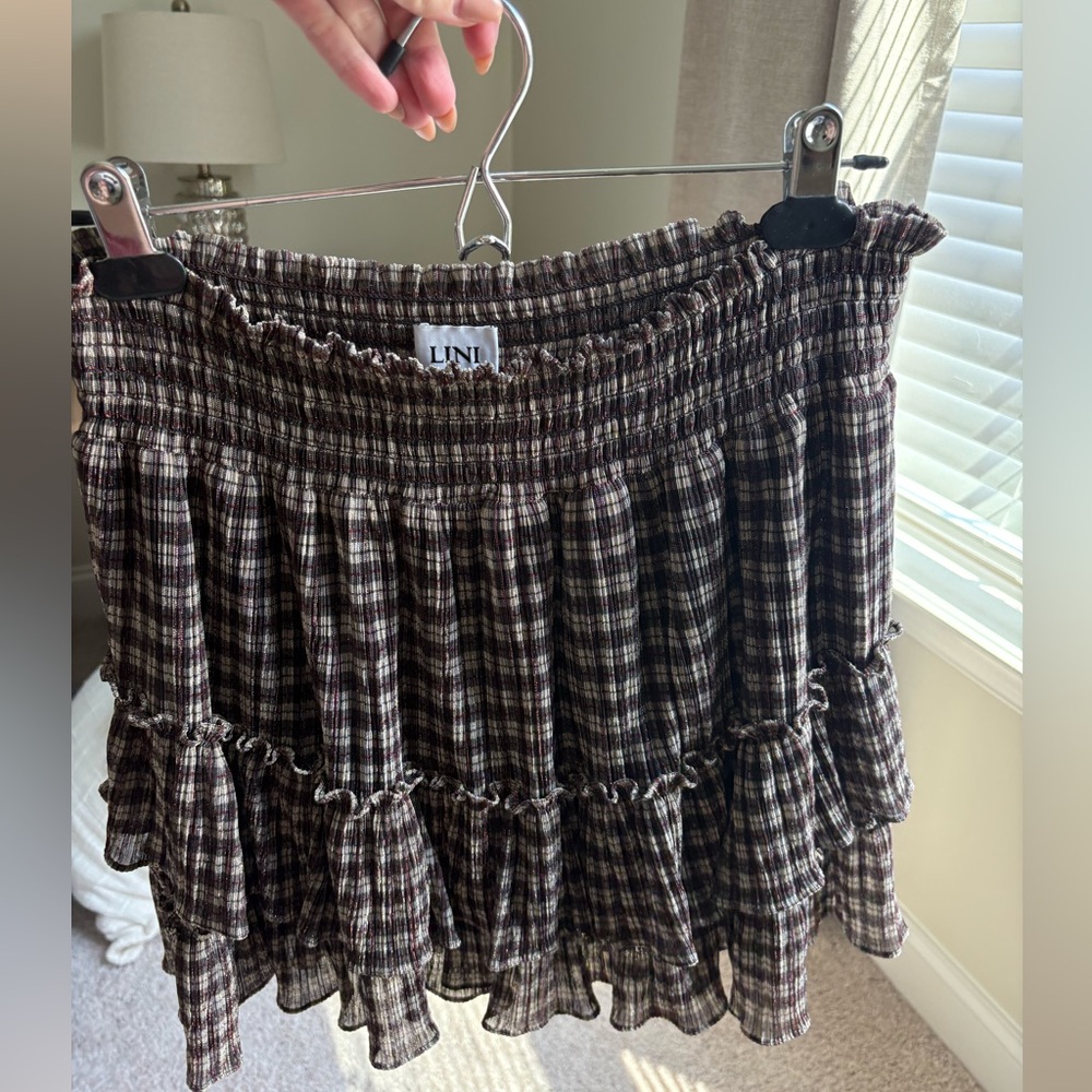 LINI plaid tiered mini skirt